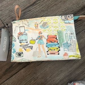 NWT Chico’s BC Sanibel print pouch with zipper.